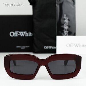 Off-White Men Sunglasses Burgundy Grey Rectangle OERI138 CHARLOTTE 2807 NEW